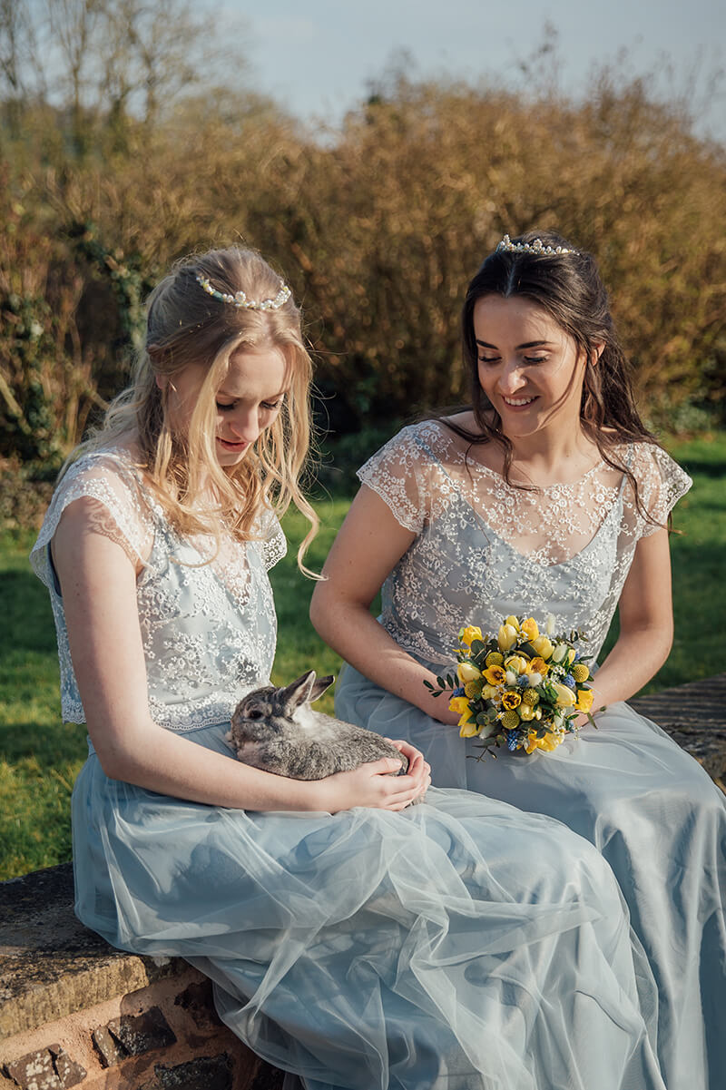 rabbit with brides models Bickleigh Castle photoshoot